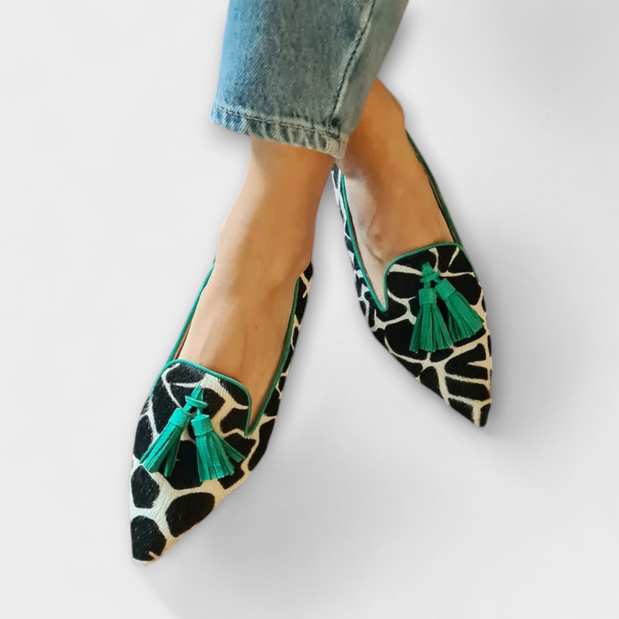 Julija - Elegantni Mokasini s Leopard Uzorkom i Resicama - Elegantni Stil