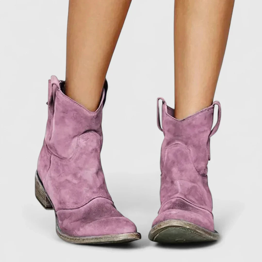 Sloboda - Cowboy čizme u retro stilu, do gležnja, s elegantnim završetkom